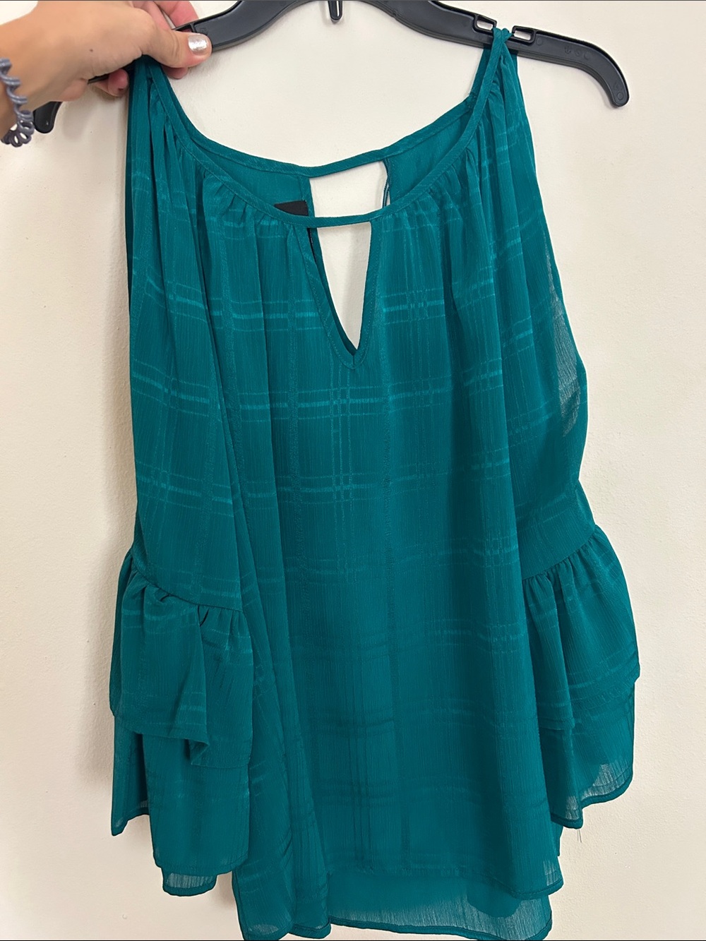 by & by Teal Cold-Shoulder Tunic Top